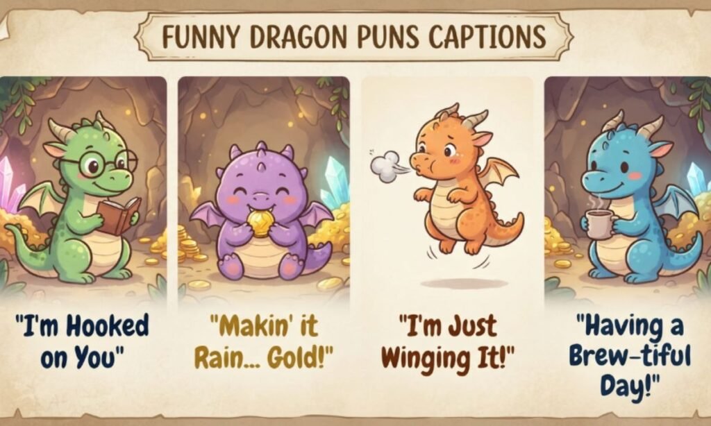 Funny Dragon Puns Captions