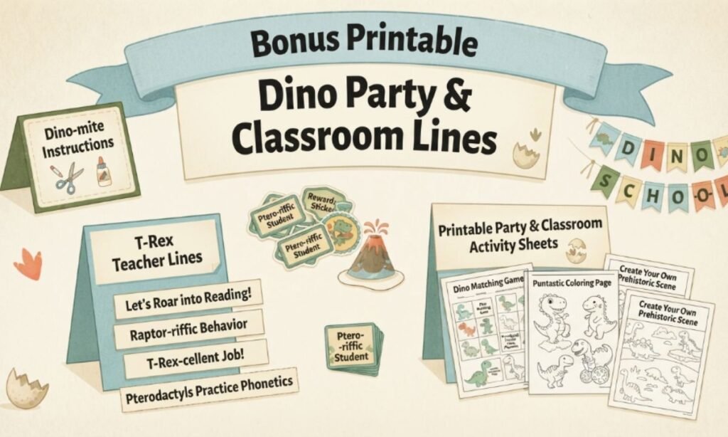 Bonus Printable Dino Party and Classroom Lines