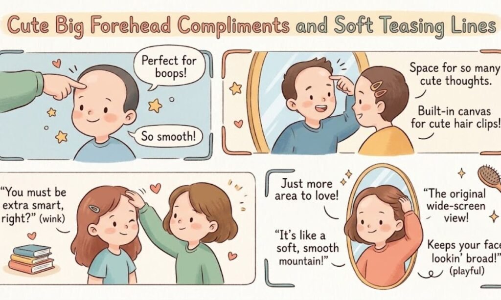 Cute Big Forehead Compliments and Soft Teasing Lines