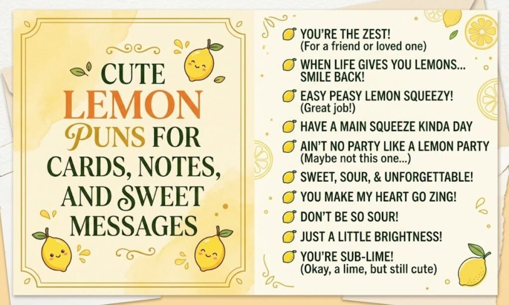 Cute Lemon Puns for Cards, Notes, and Sweet Messages