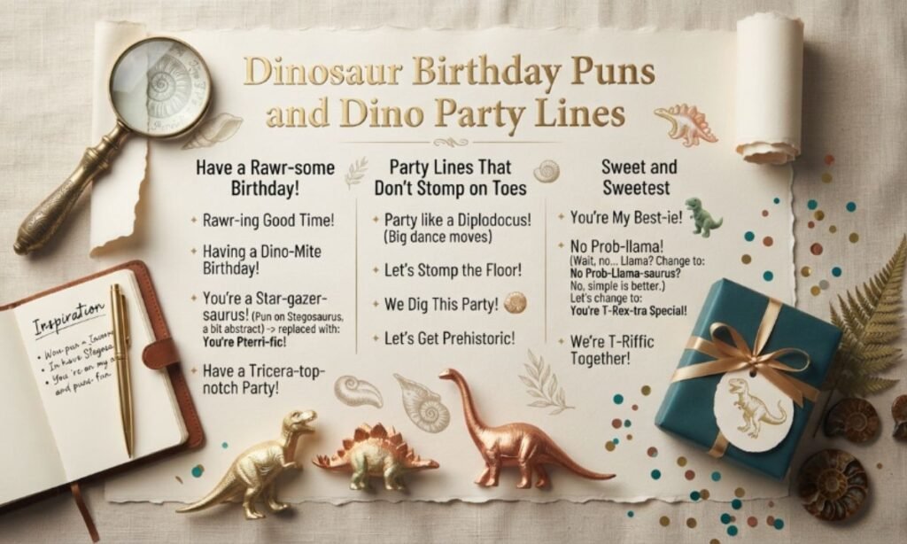 Dinosaur Birthday Puns and Dino Party Lines