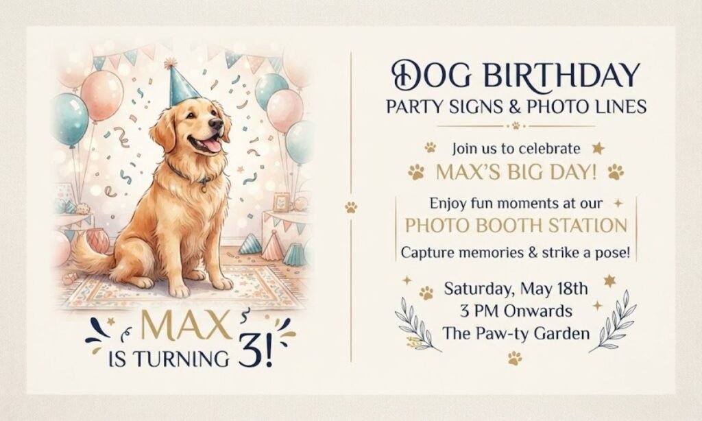 Dog Birthday Party Signs and Photo Lines