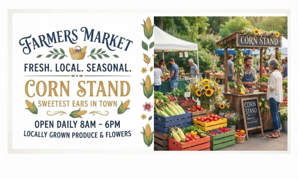 Farmers Market and Corn Stand Signs