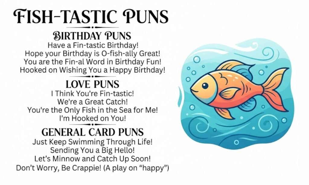Fish Card Puns, Birthday Puns, and Love Puns