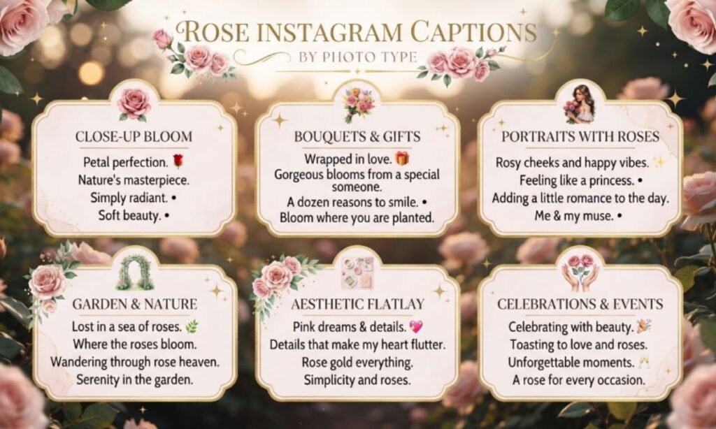 Rose Instagram Captions by Photo Type