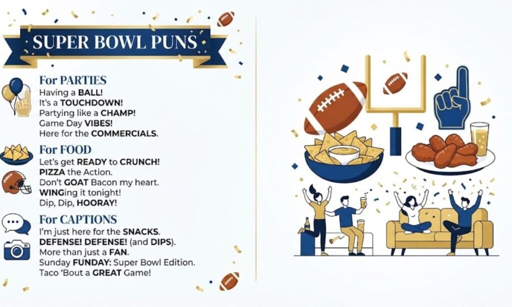 Super Bowl Puns for Parties, Food, and Captions