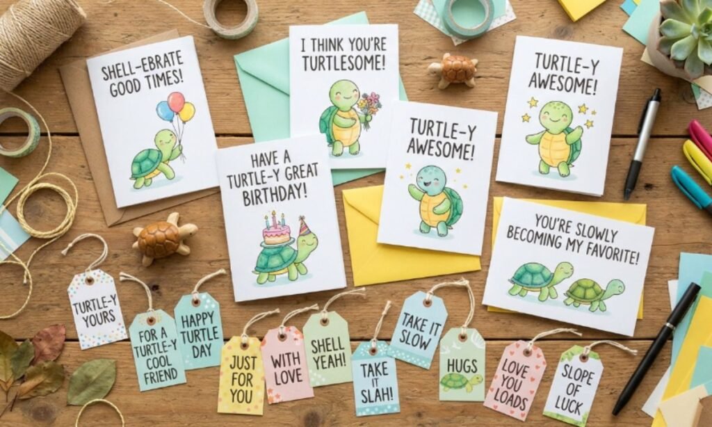 Turtle Card Puns, Gift Tags, and Greeting Card Lines