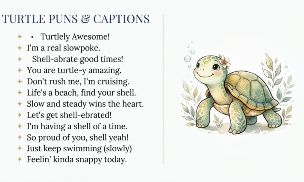 Turtle puns captions