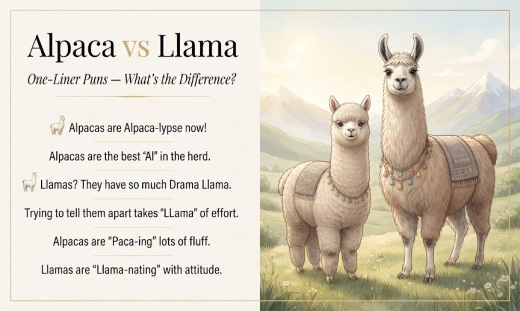 Alpaca vs Llama One-Liner Puns — What’s the Difference