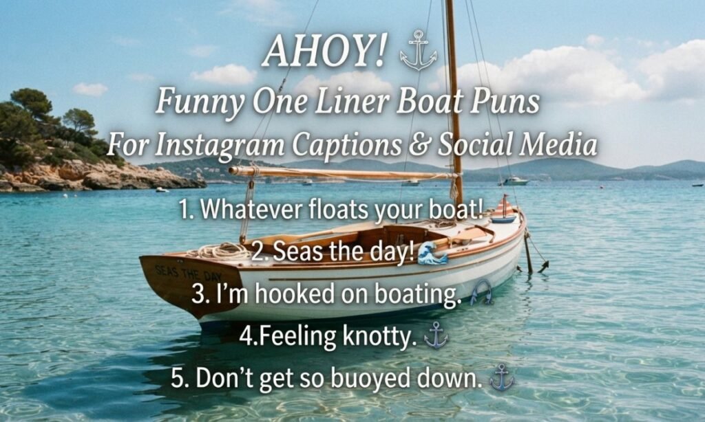 Funny One Liner Boat Puns for Instagram Captions and Social Media